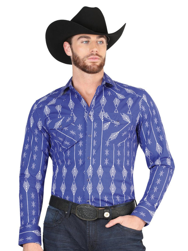 Casual Long - Sleeve Shirt by El General Blue/White 44434 - BELLEZA'S - Casual Long - Sleeve Shirt by El General Blue/White 44434 - CABALLERO - 04443401