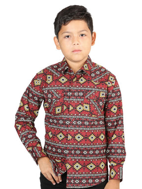 Casual Long - Sleeve Shirt by El General Burgundy 44413 - BELLEZA'S - Casual Long - Sleeve Shirt by El General Burgundy 44413 - NIÑO - 04441301