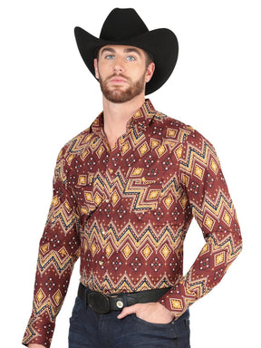 Casual Long - Sleeve Shirt by El General Burgundy 44430 - BELLEZA'S - Casual Long - Sleeve Shirt by El General Burgundy 44430 - CABALLERO - 04443001