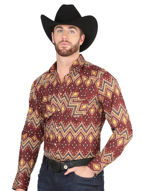 Casual Long - Sleeve Shirt by El General Burgundy 44430 - BELLEZA'S - Casual Long - Sleeve Shirt by El General Burgundy 44430 - CABALLERO - 04443001