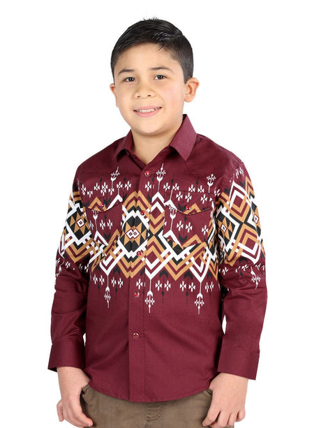 Casual Long - Sleeve Shirt by El General Burgundy 44465 - BELLEZA'S - Casual Long - Sleeve Shirt by El General Burgundy 44465 - NIÑO - 04446501