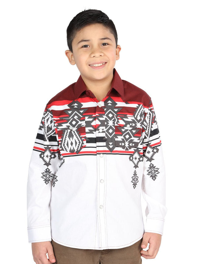 Casual Long - Sleeve Shirt by El General Burgundy 44506 - BELLEZA'S - Casual Long - Sleeve Shirt by El General Burgundy 44506 - NIÑO - 04450601
