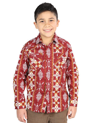 Casual Long - Sleeve Shirt by El General Burgundy 44509 - BELLEZA'S - Casual Long - Sleeve Shirt by El General Burgundy 44509 - NIÑO - 04450901