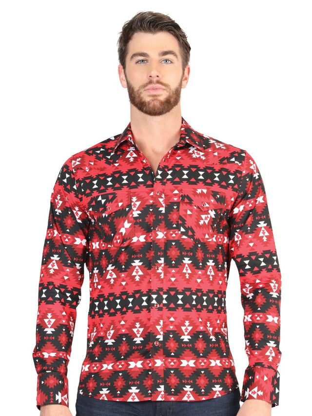 Casual Long - Sleeve Shirt by El General - Red 44396 - BELLEZA'S - Casual Long - Sleeve Shirt by El General - Red 44396 - CABALLERO - 04439601