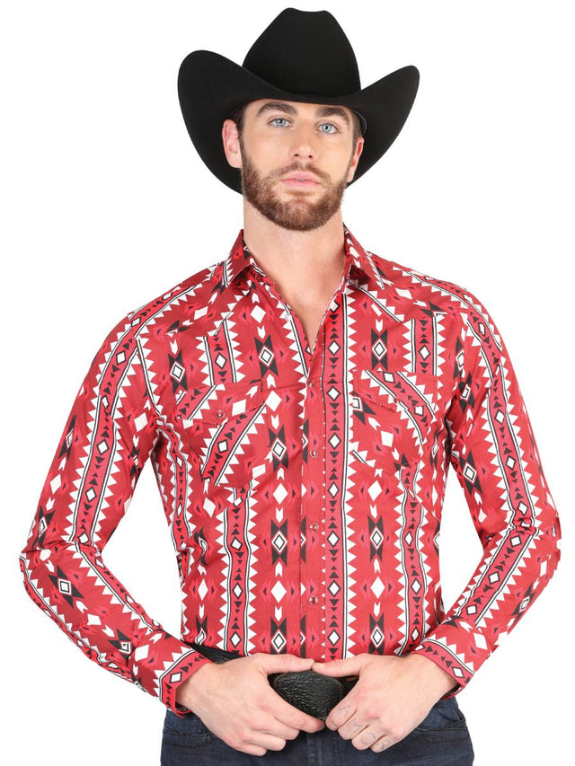 Casual Long - Sleeve Shirt by El General Red 44401 - BELLEZA'S - Casual Long - Sleeve Shirt by El General Red 44401 - CABALLERO - 04440101