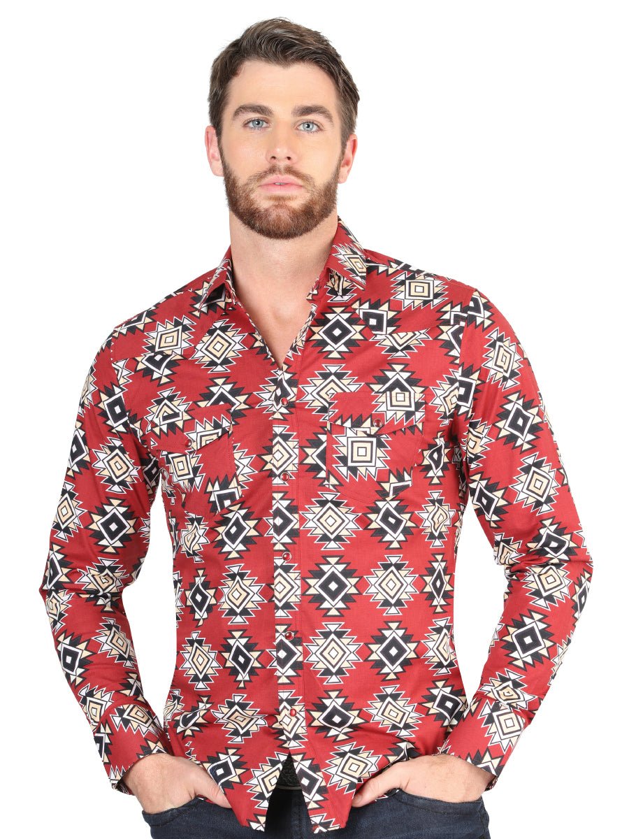 Casual Long - Sleeve Shirt by El General Red 44404 - BELLEZA'S - Casual Long - Sleeve Shirt by El General Red 44404 - CABALLERO - 04440401