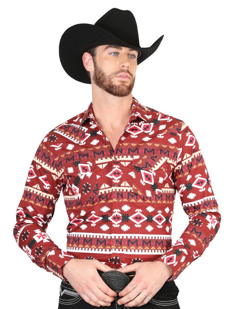 Casual Long - Sleeve Shirt by El General - Red 44418 - BELLEZA'S - Casual Long - Sleeve Shirt by El General - Red 44418 - CABALLERO - 04441801
