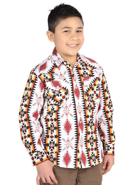 Casual Long - Sleeve Shirt by El General White/Red 44508 - BELLEZA'S - Casual Long - Sleeve Shirt by El General White/Red 44508 - NIÑO - 04450801