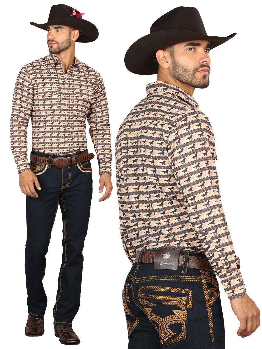 Centenario Men's Rinse Blue Denim with Gold Embroidered Details 45313 - BELLEZA'S - Centenario Men's Rinse Blue Denim with Gold Embroidered Details 45313 - Men's Pants - 04531301