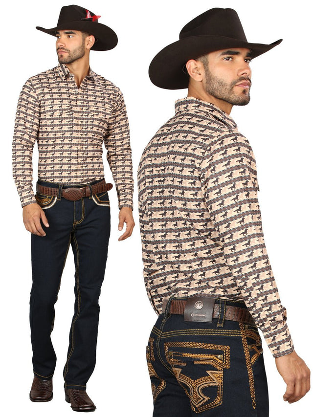 Centenario Men's Rinse Blue Denim with Gold Embroidered Details 45313 - BELLEZA'S - Centenario Men's Rinse Blue Denim with Gold Embroidered Details 45313 - Men's Pants - 04531301