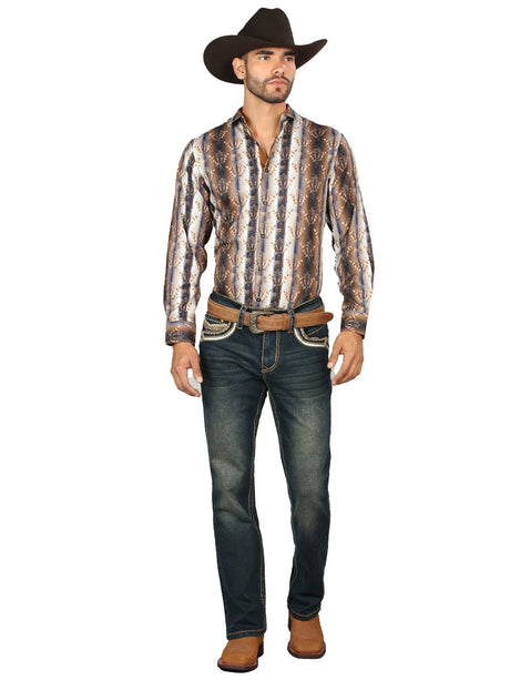 Centenario Men's Tinted Green Denim with Embroidered Details 45315 - BELLEZA'S - Centenario Men's Tinted Green Denim with Embroidered Details 45315 - Men's Pants - 04531501