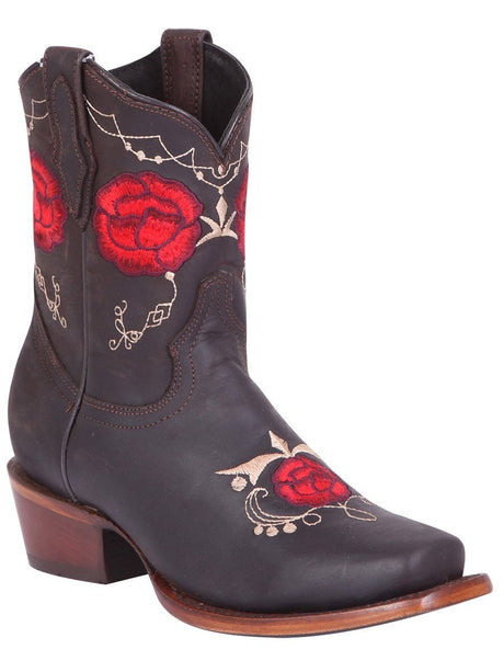 Classic Genuine Leather Rodeo Boots Flower Embroidered Tube for Women 'El General' *CHOCO-41832* - BELLEZA'S - Classic Genuine Leather Rodeo Boots Flower Embroidered Tube for Women 'El General' *CHOCO-41832* - Botines Para Mujeres - 41832 5