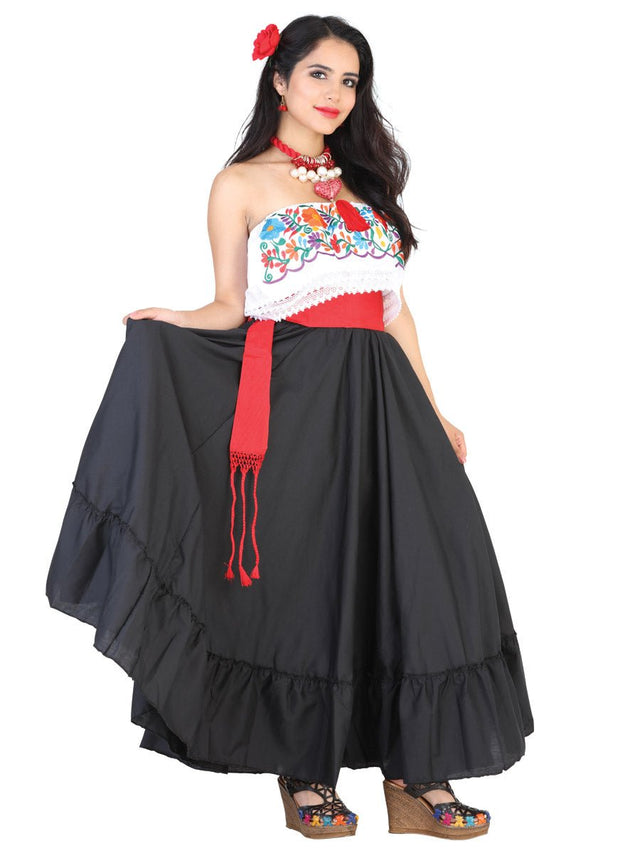 Dancing Skirt Doble Vuelo 100% Cotton Black 601620 - BELLEZA'S - Dancing Skirt Doble Vuelo 100% Cotton Black 601620 - DAMA - 60162001