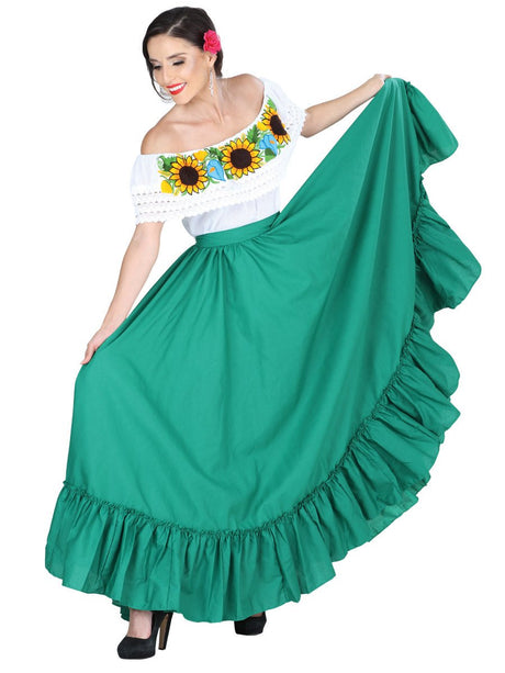 Dancing Skirt Doble Vuelo 100% Cotton Green 601313 - BELLEZA'S - Dancing Skirt Doble Vuelo 100% Cotton Green 601313 - DAMA - 60131301