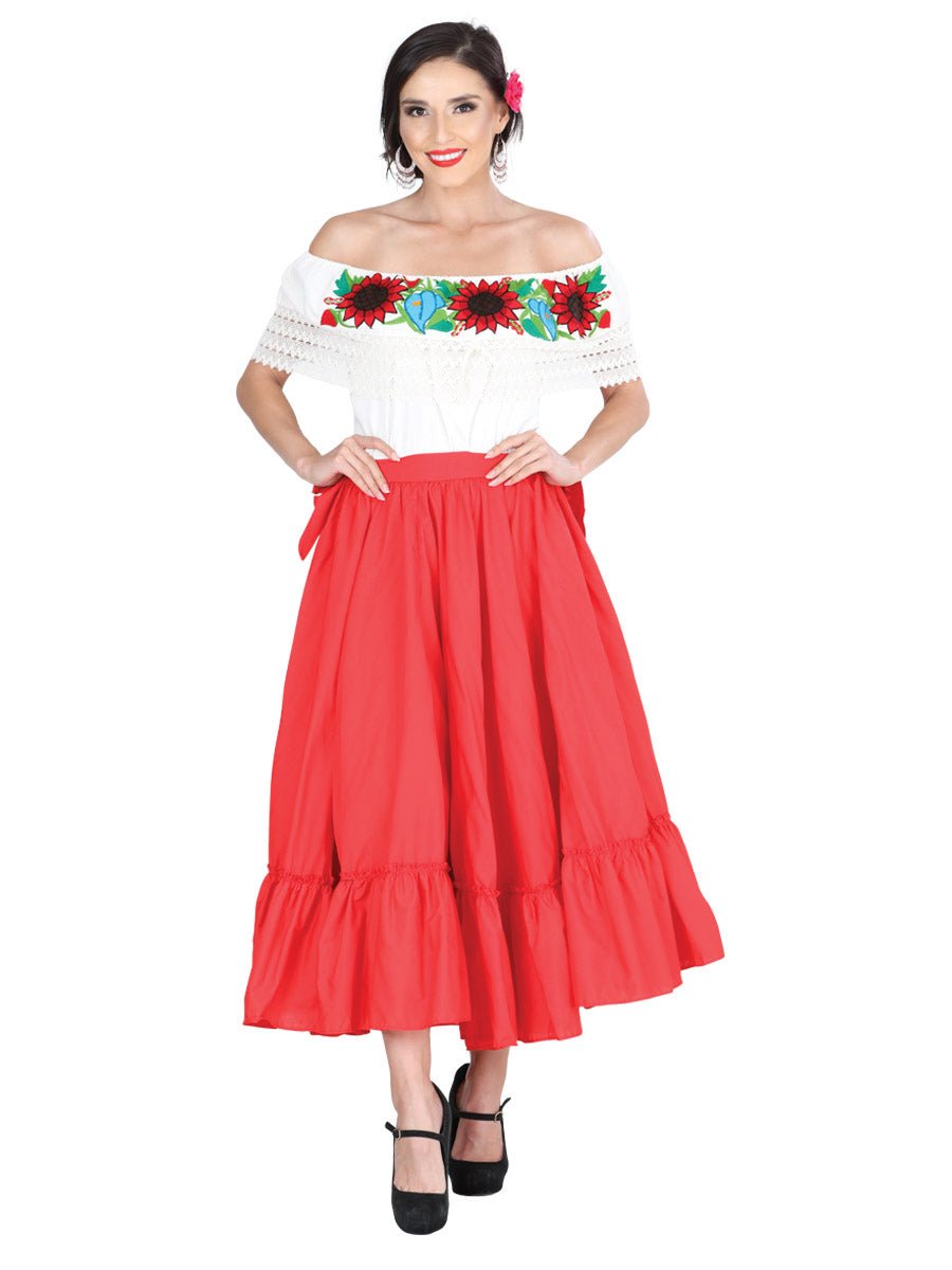 Dancing Skirt Doble Vuelo 100% Cotton Red 601312 - BELLEZA'S - Dancing Skirt Doble Vuelo 100% Cotton Red 601312 - DAMA - 60131201