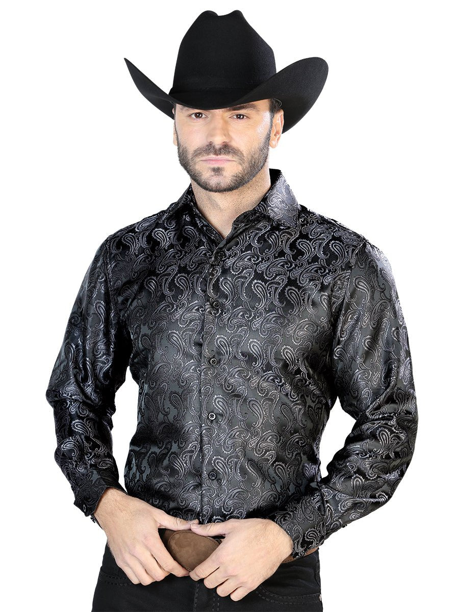 Dark Gray Casual Long Sleeve Shirt 43705 - BELLEZA'S - Dark Gray Casual Long Sleeve Shirt 43705 - CABALLERO - 04370501
