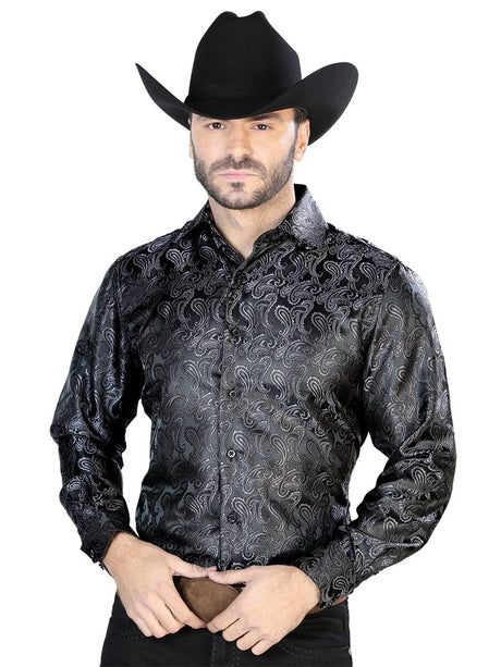 Dark Gray Casual Long Sleeve Shirt 43705 - BELLEZA'S - Dark Gray Casual Long Sleeve Shirt 43705 - CABALLERO - 04370501