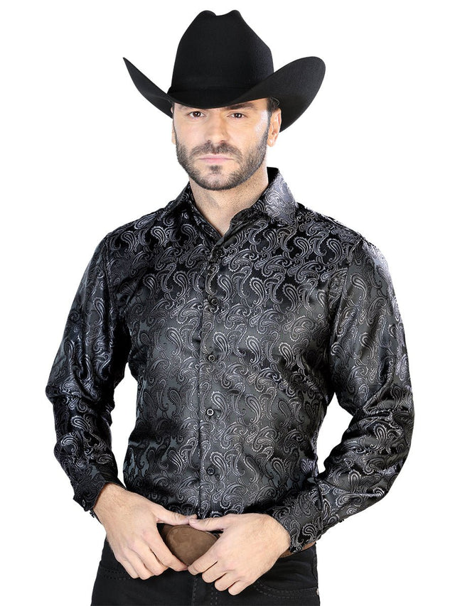 Dark Gray Casual Long Sleeve Shirt 43705 - BELLEZA'S - Dark Gray Casual Long Sleeve Shirt 43705 - CABALLERO - 04370501