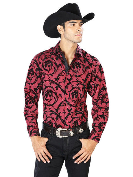 Dark Wine Casual Long Sleeve Shirt 43585 - BELLEZA'S - Dark Wine Casual Long Sleeve Shirt 43585 - CABALLERO - 04358501