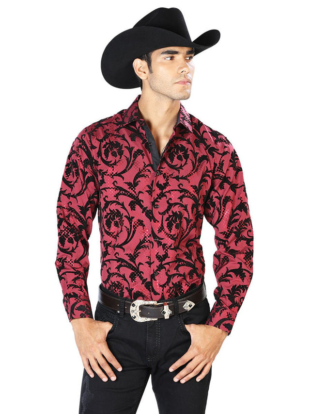 Dark Wine Casual Long Sleeve Shirt 43585 - BELLEZA'S - Dark Wine Casual Long Sleeve Shirt 43585 - CABALLERO - 04358501