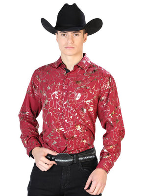 Dark Wine Casual Long Sleeve Shirt 43861 - BELLEZA'S - Dark Wine Casual Long Sleeve Shirt 43861 - CABALLERO - 04386101