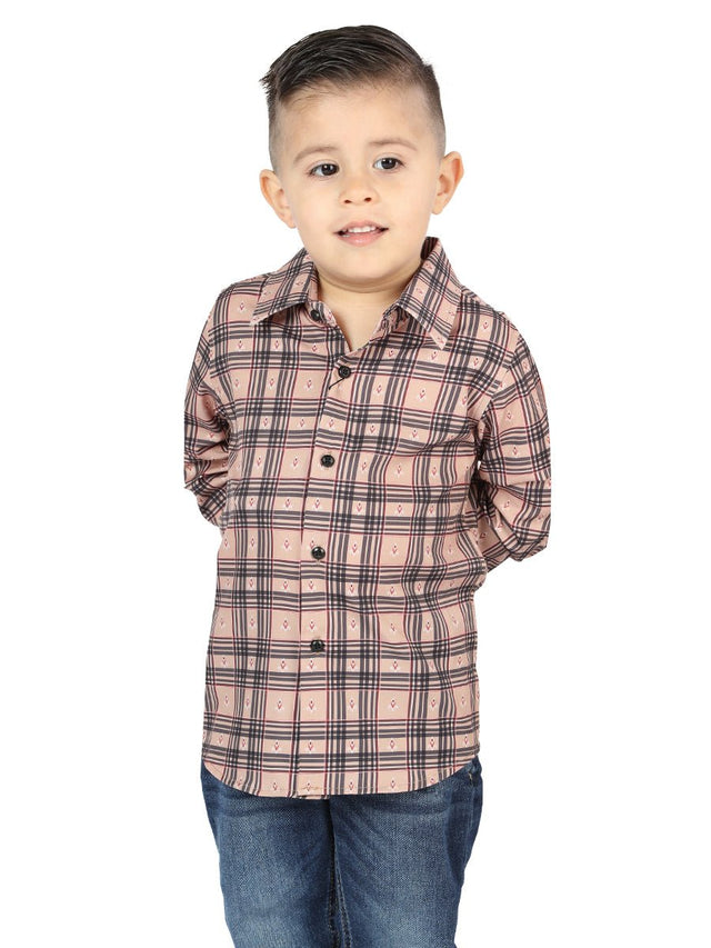 El General Beige/Black Casual Long - Sleeve Shirt 44731 - BELLEZA'S - El General Beige/Black Casual Long - Sleeve Shirt 44731 - NIÑO - 04473101