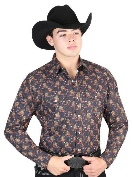 El General Black Western Shirt 44304 - BELLEZA'S - El General Black Western Shirt 44304 - CABALLERO - 04430401
