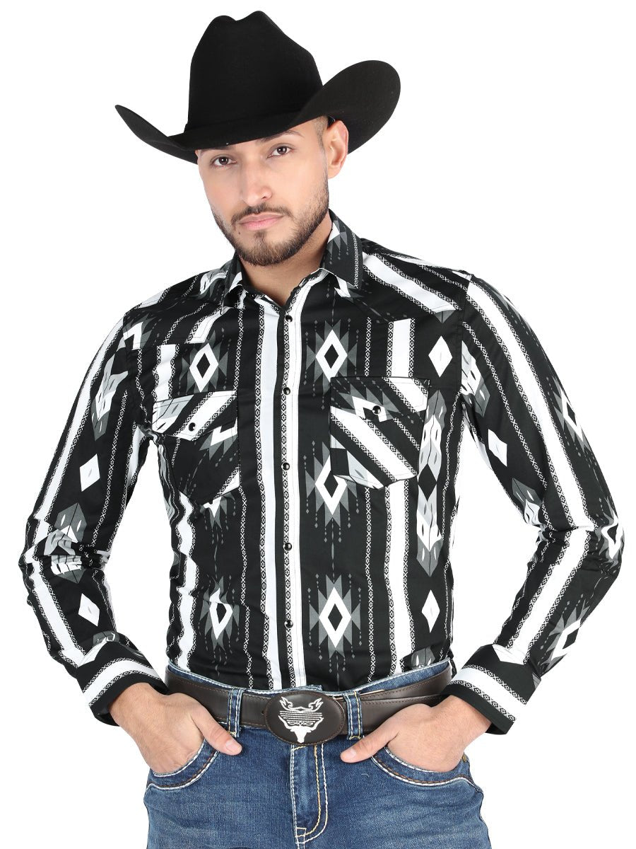 El General - Casual Long Sleeve Shirt - Black 44475 - BELLEZA'S - El General - Casual Long Sleeve Shirt - Black 44475 - Men's Shirt - 04447501