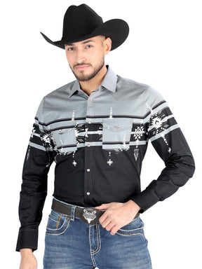 El General - Casual Long Sleeve Shirt - Black/Gray 44452 - BELLEZA'S - El General - Casual Long Sleeve Shirt - Black/Gray 44452 - CABALLERO - 04445201