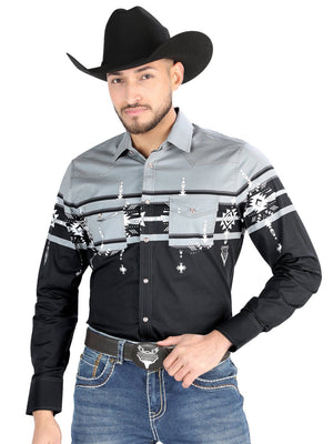 El General - Casual Long Sleeve Shirt - Black/Gray 44452 - BELLEZA'S - El General - Casual Long Sleeve Shirt - Black/Gray 44452 - CABALLERO - 04445201