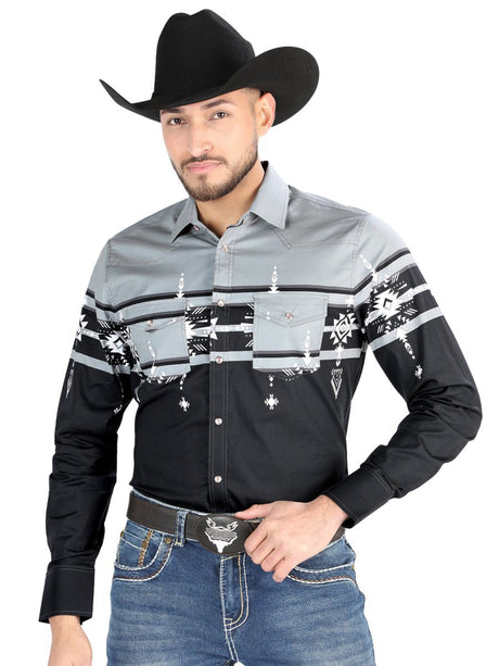 El General - Casual Long Sleeve Shirt - Black/Gray 44452 - BELLEZA'S - El General - Casual Long Sleeve Shirt - Black/Gray 44452 - CABALLERO - 04445201