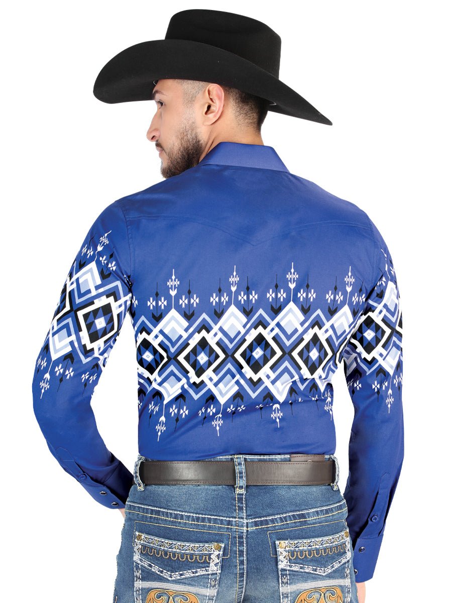 El General - Casual Long Sleeve Shirt - Blue 44449 - BELLEZA'S - El General - Casual Long Sleeve Shirt - Blue 44449 - CABALLERO - 04444901