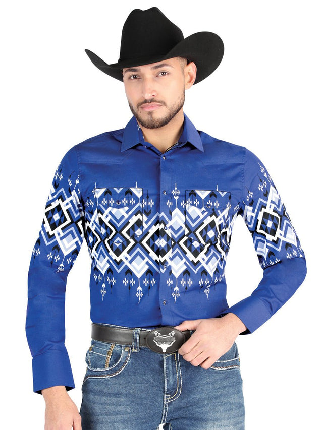 El General - Casual Long Sleeve Shirt - Blue 44449 - BELLEZA'S - El General - Casual Long Sleeve Shirt - Blue 44449 - CABALLERO - 04444901