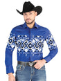 El General - Casual Long Sleeve Shirt - Blue 44449 - BELLEZA'S - El General - Casual Long Sleeve Shirt - Blue 44449 - CABALLERO - 04444901