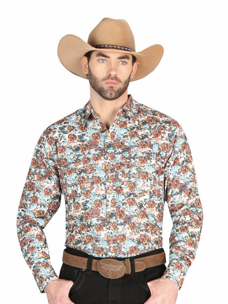 El General - Casual Long Sleeve Shirt - Brown/Blue 44330 - BELLEZA'S - El General - Casual Long Sleeve Shirt - Brown/Blue 44330 - CABALLERO - 04433001