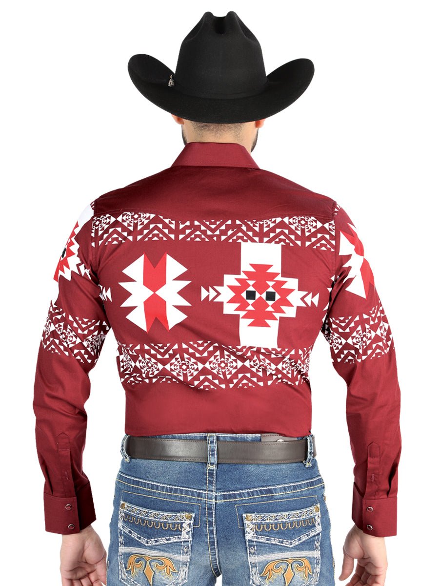 El General - Casual Long Sleeve Shirt - Burgundy 44484 - BELLEZA'S - El General - Casual Long Sleeve Shirt - Burgundy 44484 - Men's Shirt - 04448401