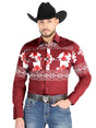 El General - Casual Long Sleeve Shirt - Burgundy 44484 - BELLEZA'S - El General - Casual Long Sleeve Shirt - Burgundy 44484 - Men's Shirt - 04448401