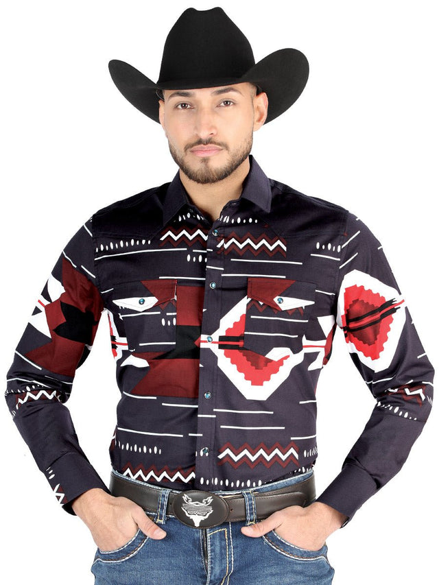 El General - Casual Long Sleeve Shirt - Burgundy 44498 - BELLEZA'S - El General - Casual Long Sleeve Shirt - Burgundy 44498 - Men's Shirt - 04449801