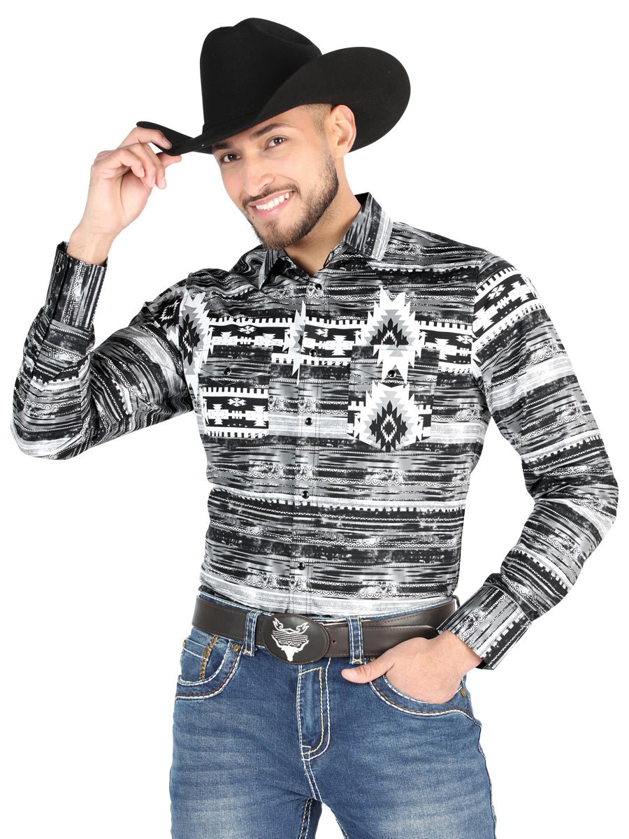 El General - Casual Long Sleeve Shirt - Gray 44488 - BELLEZA'S - El General - Casual Long Sleeve Shirt - Gray 44488 - Men's Shirt - 04448801