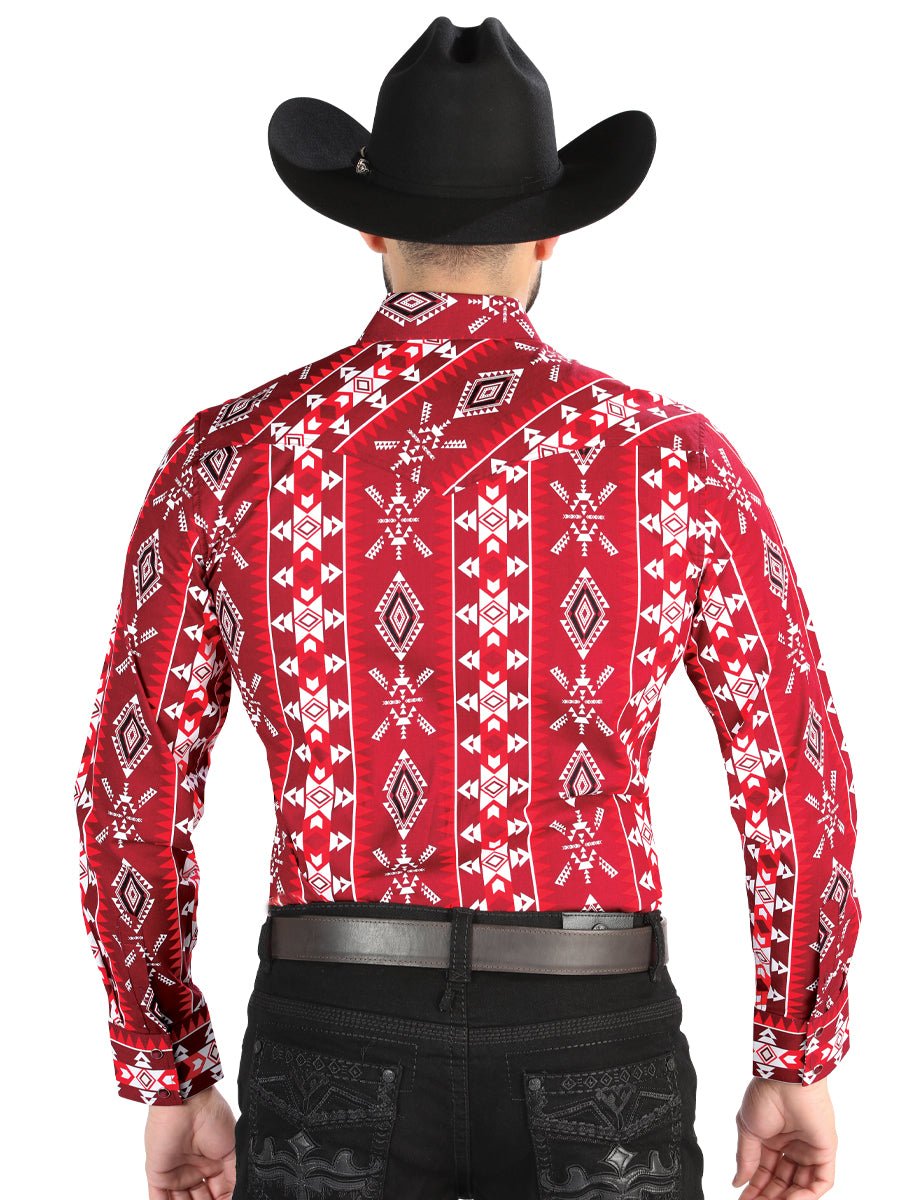 El General - Casual Long Sleeve Shirt - Red 44504 - BELLEZA'S - El General - Casual Long Sleeve Shirt - Red 44504 - Men's Shirt - 04450401