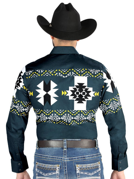 El General - Casual Long Sleeve Shirt - Teal 44486 - BELLEZA'S - El General - Casual Long Sleeve Shirt - Teal 44486 - Men's Shirt - 04448601