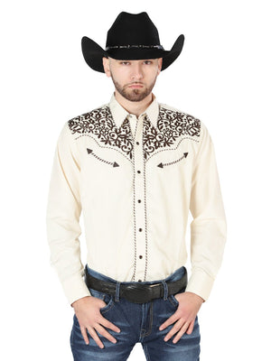 El General Embroidery Western Shirt Beige/Black 44193 - BELLEZA'S - El General Embroidery Western Shirt Beige/Black 44193 - CABALLERO - 04419301