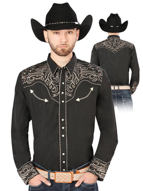 El General Embroidery Western Shirt Black/Gold 44198 - BELLEZA'S - El General Embroidery Western Shirt Black/Gold 44198 - CABALLERO - 04419801