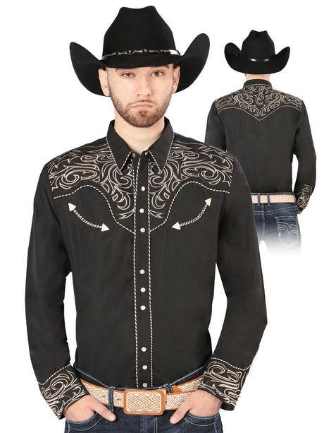 El General Embroidery Western Shirt Black/Gold 44198 - BELLEZA'S - El General Embroidery Western Shirt Black/Gold 44198 - CABALLERO - 04419801