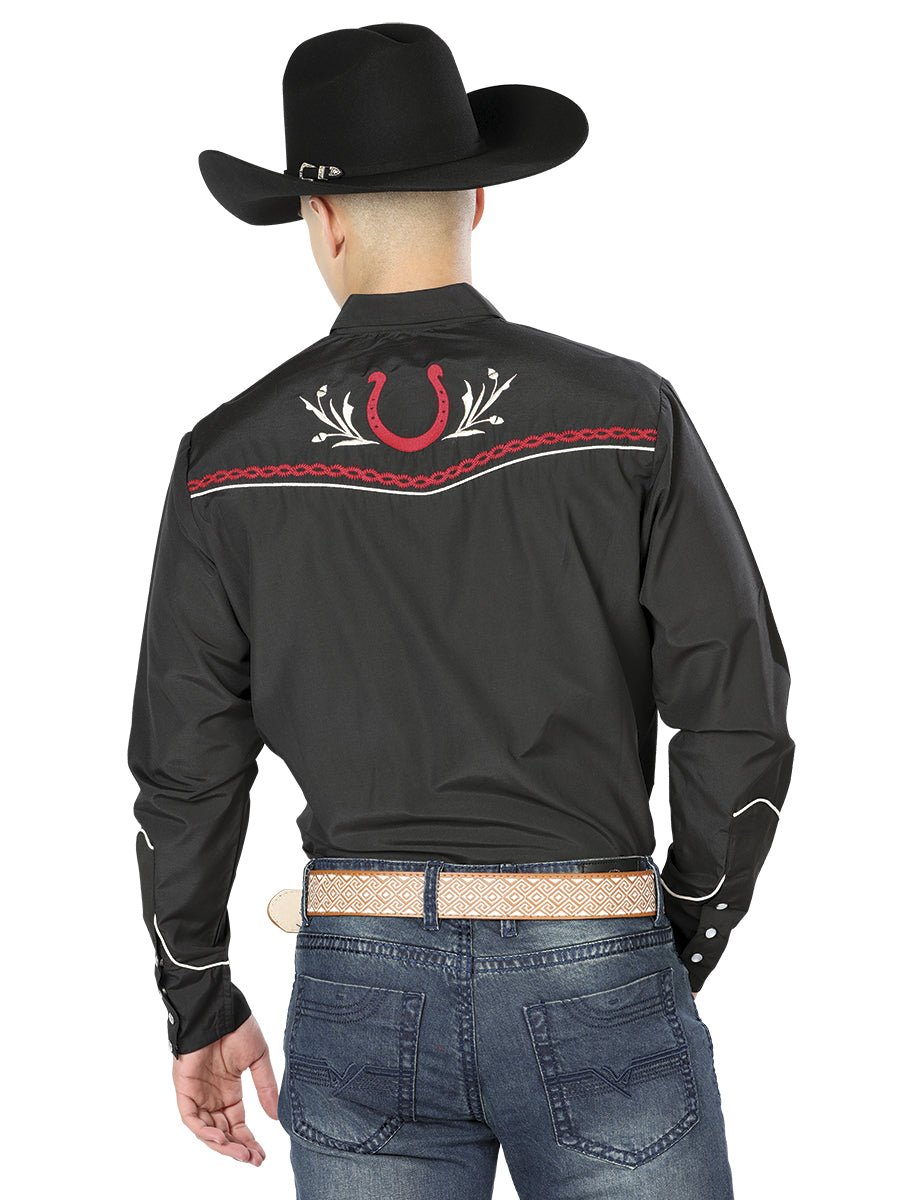 El General Embroidery Western Shirt Black/Red 43293 - BELLEZA'S - El General Embroidery Western Shirt Black/Red 43293 - CABALLERO - 04329301
