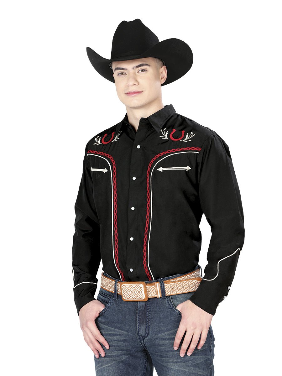 El General Embroidery Western Shirt Black/Red 43293 - BELLEZA'S - El General Embroidery Western Shirt Black/Red 43293 - CABALLERO - 04329301