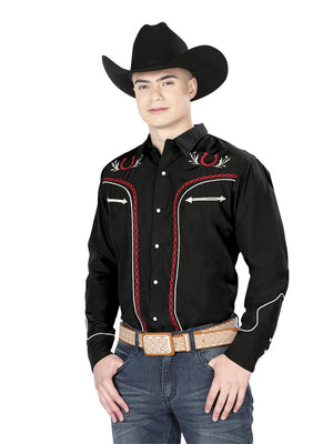 El General Embroidery Western Shirt Black/Red 43293 - BELLEZA'S - El General Embroidery Western Shirt Black/Red 43293 - CABALLERO - 04329301