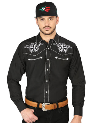 El General Embroidery Western Shirt Black/White 126682 - BELLEZA'S - El General Embroidery Western Shirt Black/White 126682 - CABALLERO - 12668201