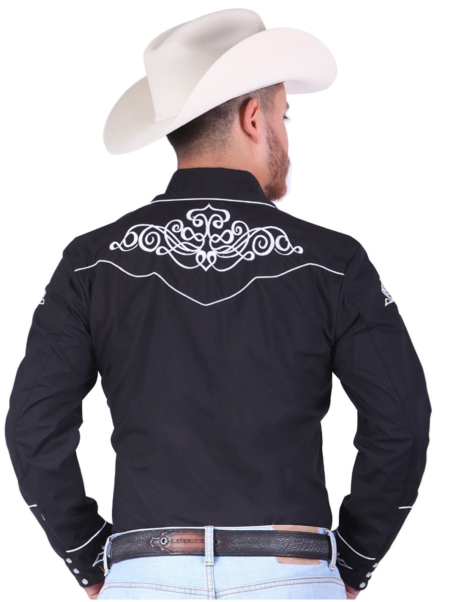 El General Embroidery Western Shirt Black/White 40983 - BELLEZA'S - El General Embroidery Western Shirt Black/White 40983 - CABALLERO - 04098301
