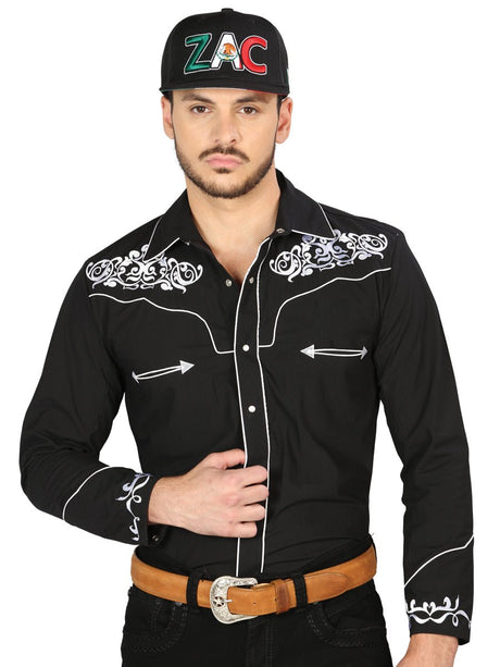 El General Embroidery Western Shirt Black/White 40987 - BELLEZA'S - El General Embroidery Western Shirt Black/White 40987 - CABALLERO - 04098701